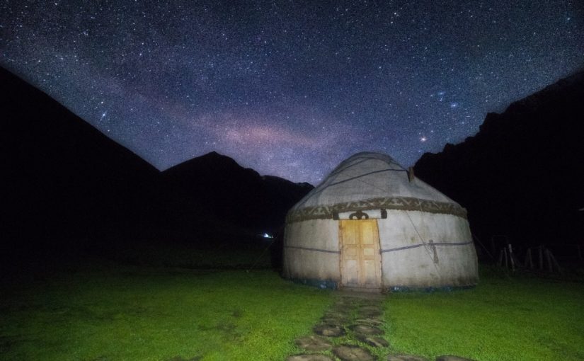 yurt under night sky